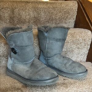 UGG Women's Bailey Button II Boot - Gray - Used Good Condition